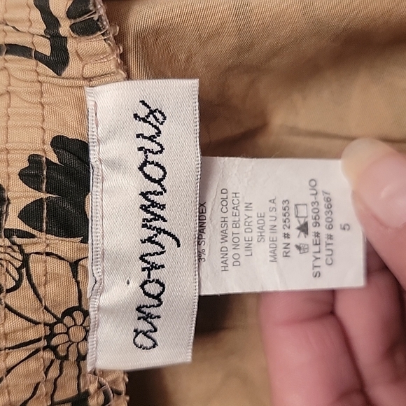 Anonymous Tan and Black Floral Strapless Dress, Size Jr. 5. EUC - Picture 5 of 6